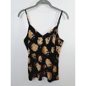 Grade&Gather Women's Black Tan Floral Tanktop Adjustable Strap Size Medium